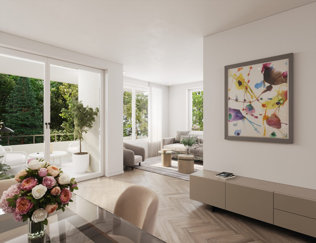 Visualisierung Wohnzimmer Bauprojekt Best194 Wohnung kaufen Berlin Oranienburg