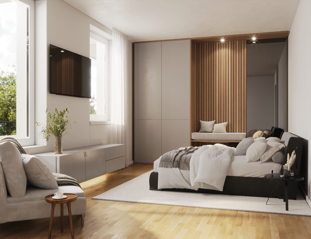 Visualisierung Schlafzimmer Bauprojekt Best194 Wohnung kaufen Berlin Oranienburg